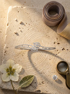 Refined Silver Bangle | Diamond Studded | Sleek Design