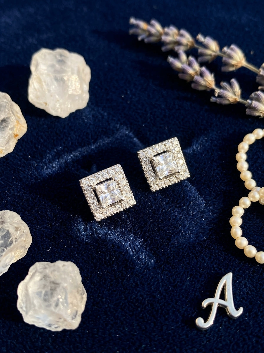 Micro Silver Studs | Diamond Studded | Delicate Design