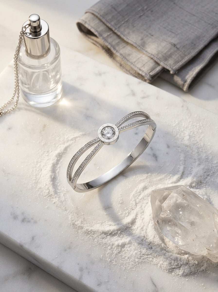 Roman Numerals Bracelet | Anti-Tarnish Steel | Bangle Style