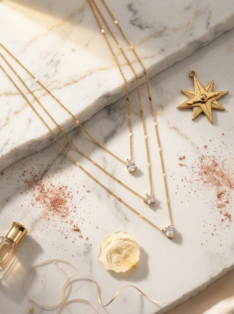 Triple Layer Pendant | Gold Plated | Adjustable Chains