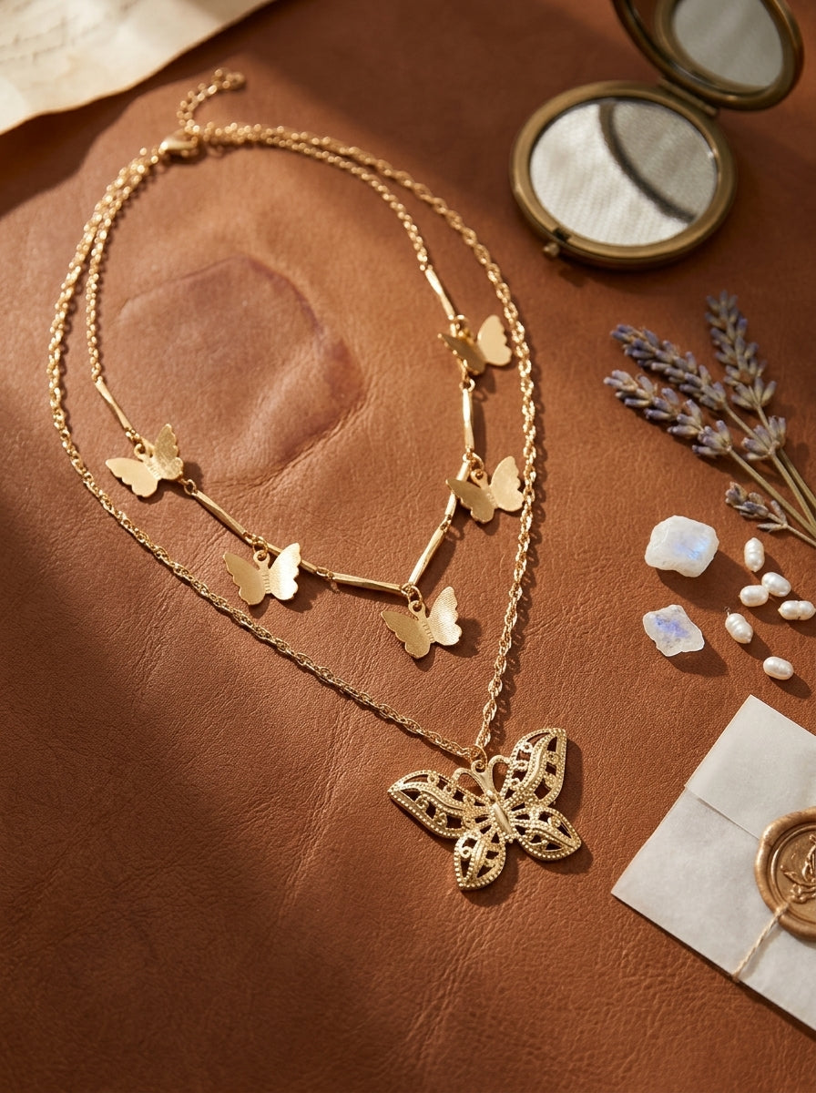 Dual Layer Pendant | Gold Plated | Adjustable Chains