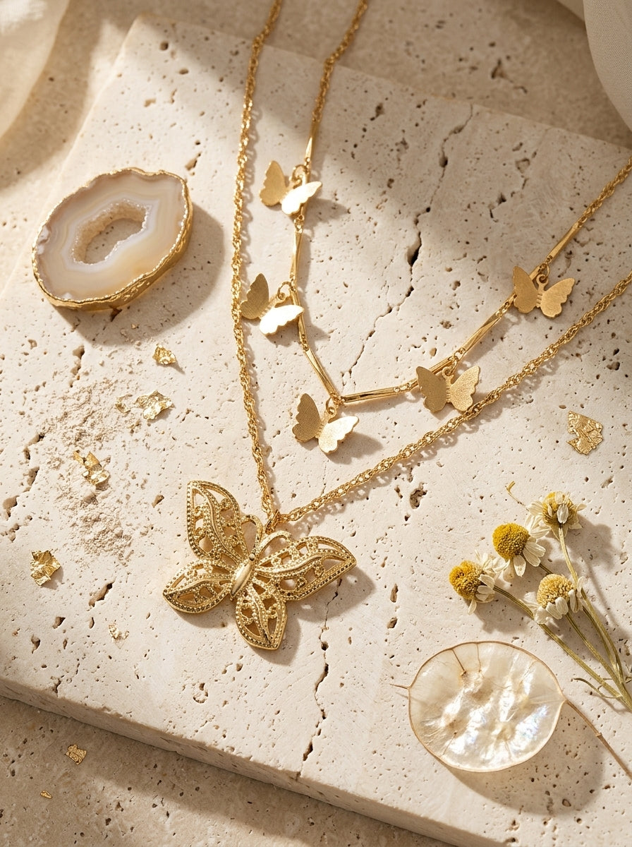Dual Layer Pendant | Gold Plated | Adjustable Chains