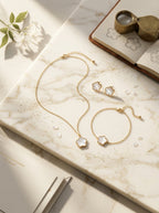 Clover Trio Set | Pendant, Earrings & Bracelet | Gold Plated
