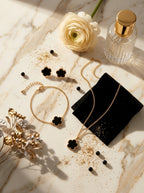 Black Clover Trio Set | Pendant, Earrings & Bracelet | Silver Plated