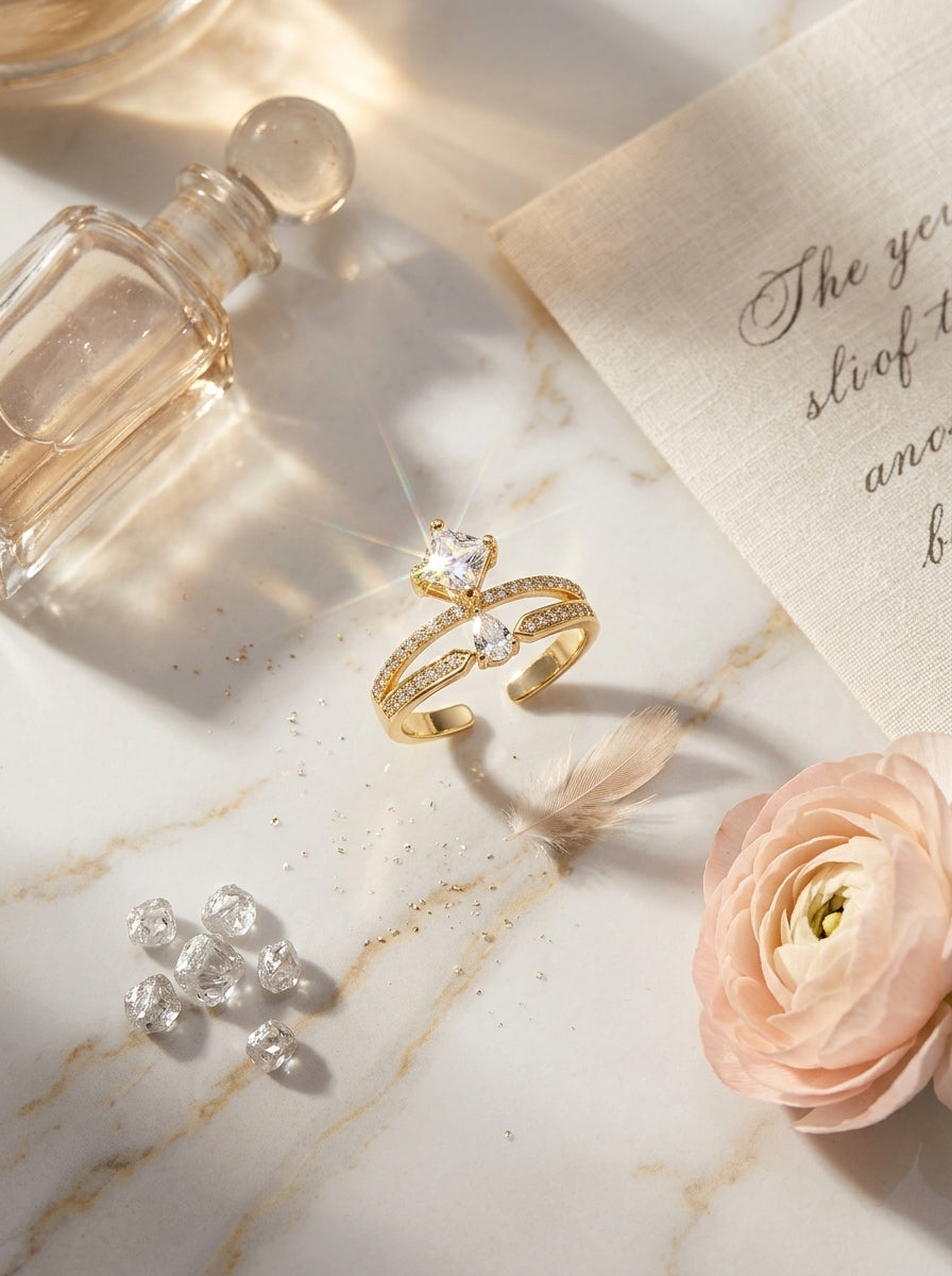 Elegant Gold Ring | Diamond Studded