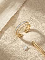 Sophisticated Square Ring | Diamond Studded | Gold Plated
