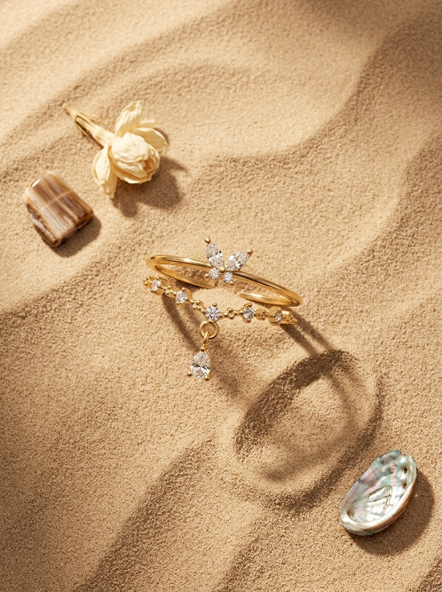Luxe Butterfly Ring | Diamond Studded | Gold Plated