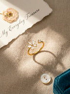 Moonlight Bloom Ring | Diamond Studded | Gold Plated