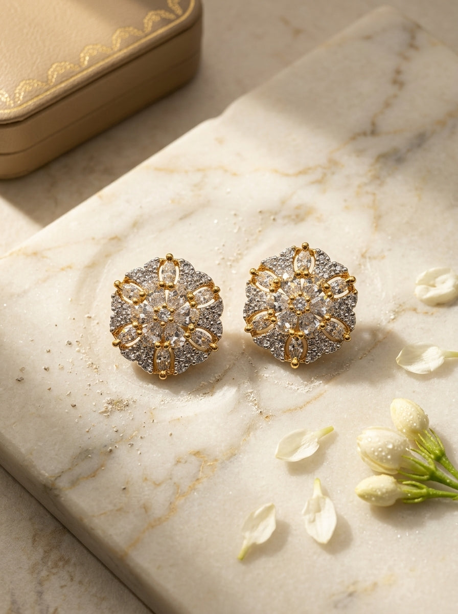 Royal Mandala Studs | Diamond Studded | Gold Plated