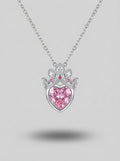 Crown of Hearts Pendant | Pink Stone Accent | Anti-Tarnish Gold Plated