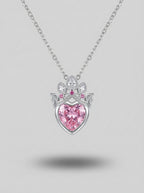 Crown of Hearts Pendant | Pink Stone Accent | Anti-Tarnish Gold Plated
