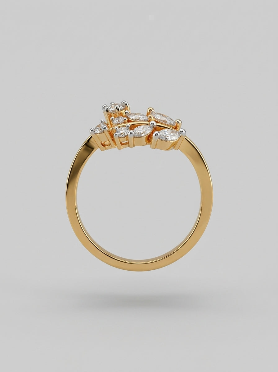 Classic Sparkle Ring | Diamond Studded | Adjustable Gold Plated