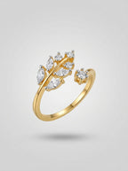 Classic Sparkle Ring | Diamond Studded | Adjustable Gold Plated