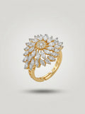 Imperial Statement Ring | Oversized Diamond Studded | Gold Plated
