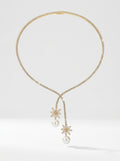 Pearl Halo Necklace | Diamond Studded | Gold Plated