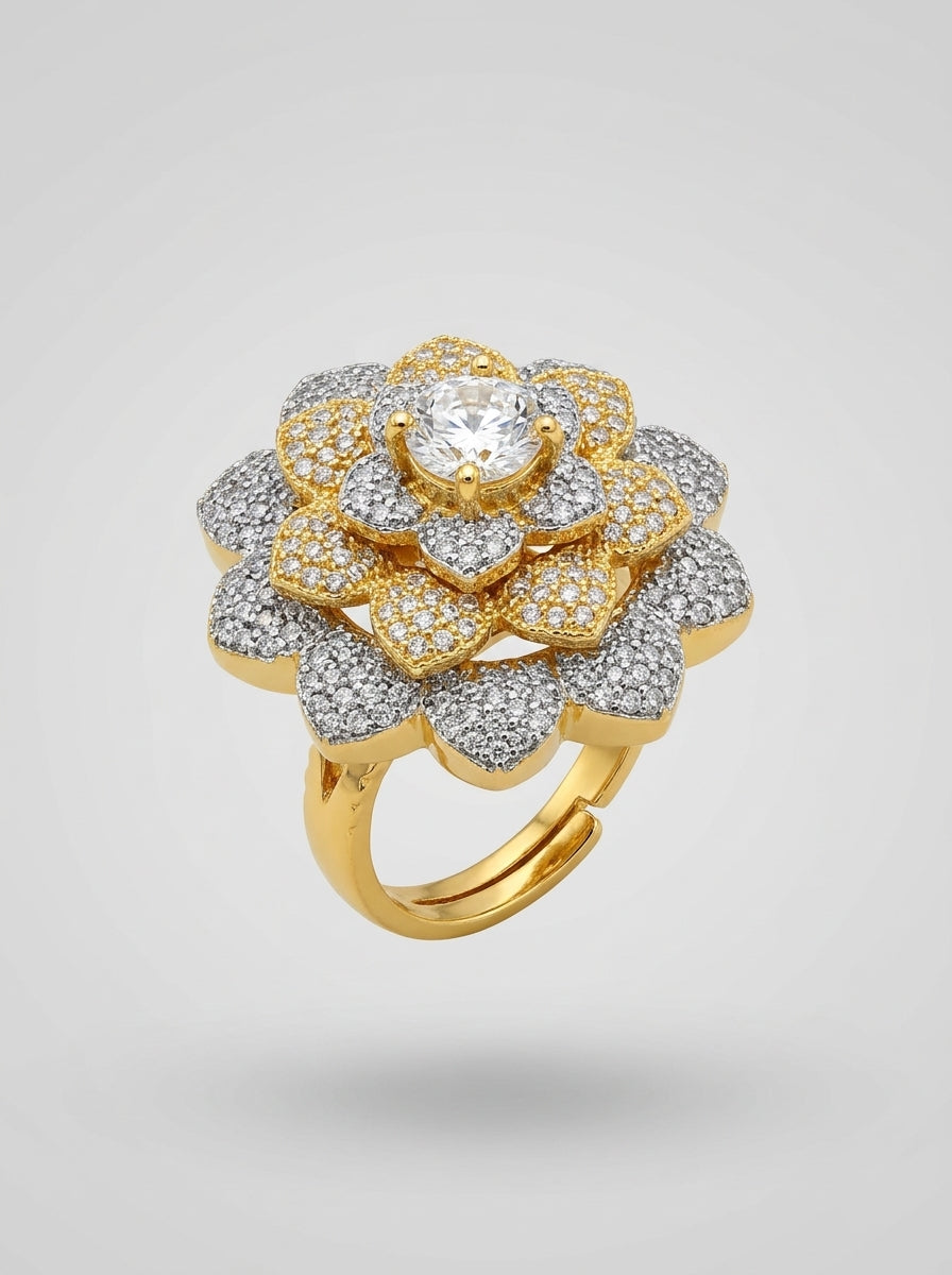 Prestige Statement Ring | Oversized Diamond Design | Gold Plated