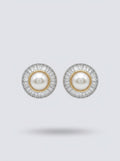 Luminous Pearl & Diamond Studs | Gold Plated
