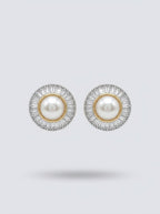 Luminous Pearl & Diamond Studs | Gold Plated