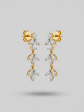 Contemporary Linear Earrings | Diamond Studded | Gold Plated