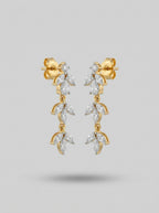Contemporary Linear Earrings | Diamond Studded | Gold Plated