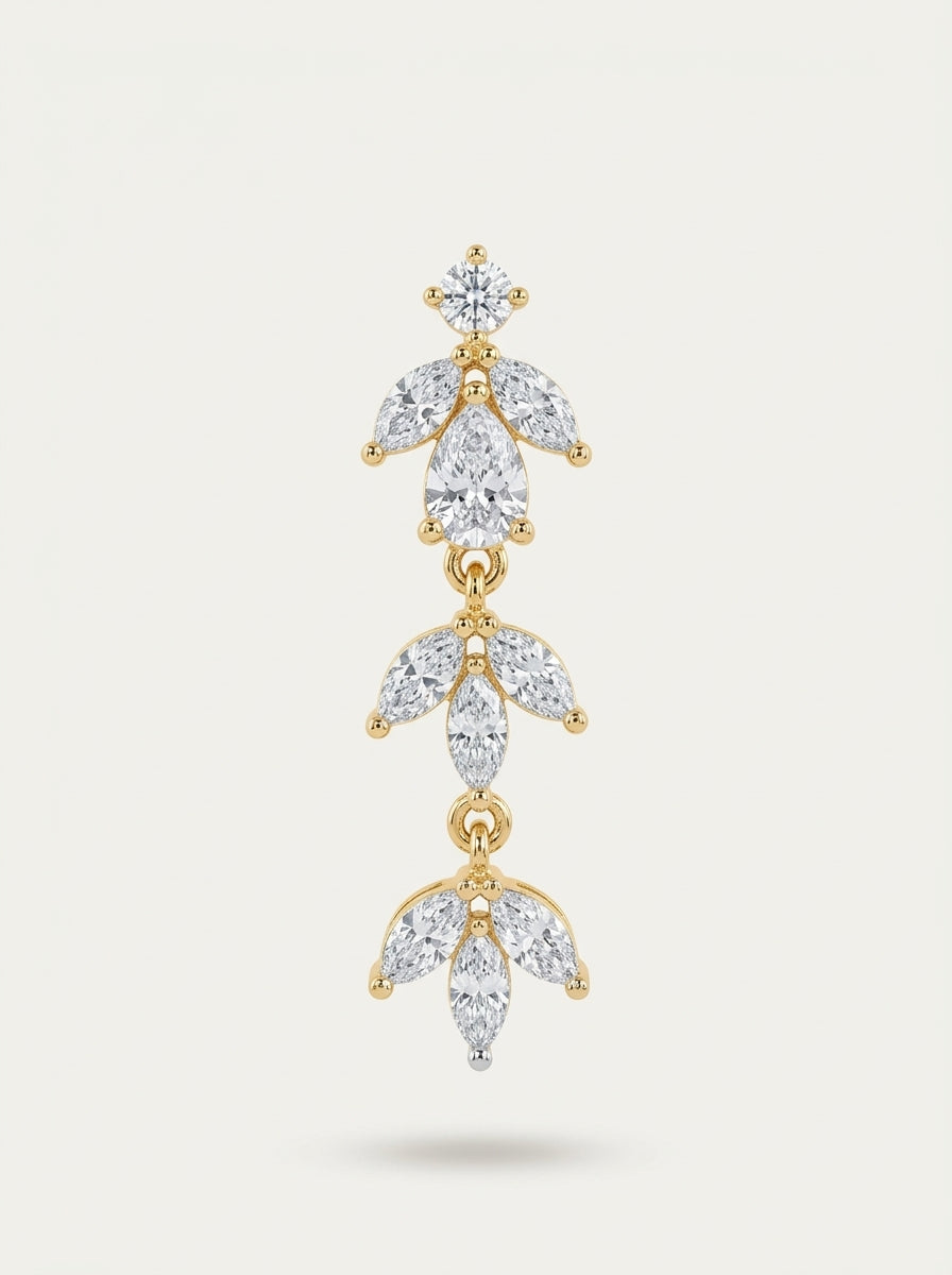 Contemporary Linear Earrings | Diamond Studded | Gold Plated
