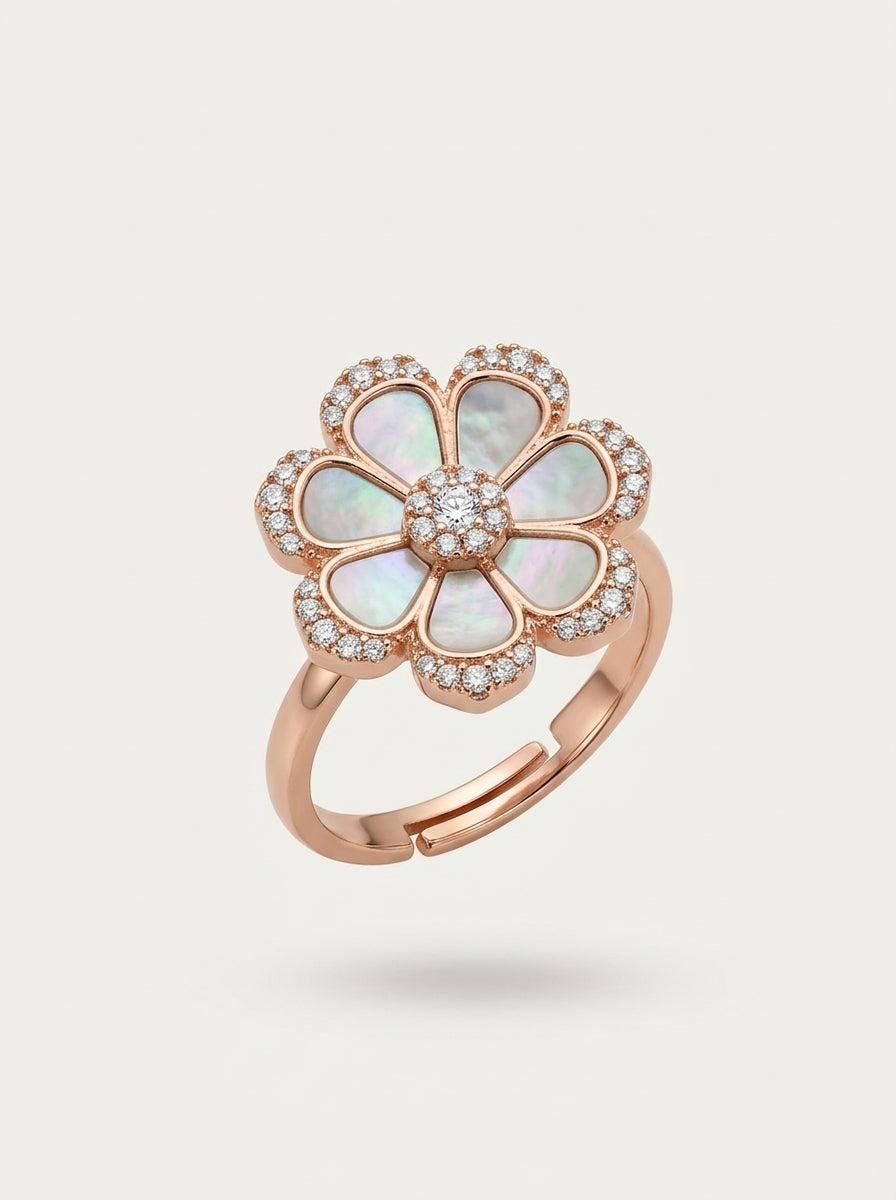 Regal Statement Ring | Large Diamond Head | Rose Gold Plated