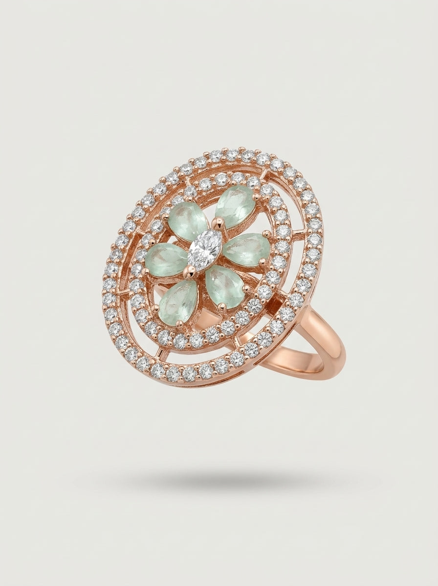 Teal Treasure Ring | Colored Stone | Rose Gold Plated