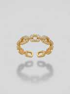 Classic Diamond Ring | Gold Plated | Square Profile