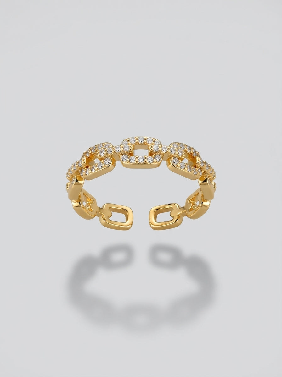 Classic Diamond Ring | Gold Plated | Square Profile