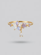 Radiant Lavender Dew Ring | Diamond Studded | Gold Plated
