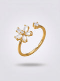 Moonlight Bloom Ring | Diamond Studded | Gold Plated