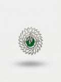Emerald Crown Ring | Green Stone Statement | Silver Plated