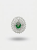 Emerald Crown Ring | Green Stone Statement | Silver Plated