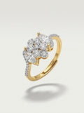 Geometric Brilliance Ring | Adjustable Diamond Studded | Gold Plated