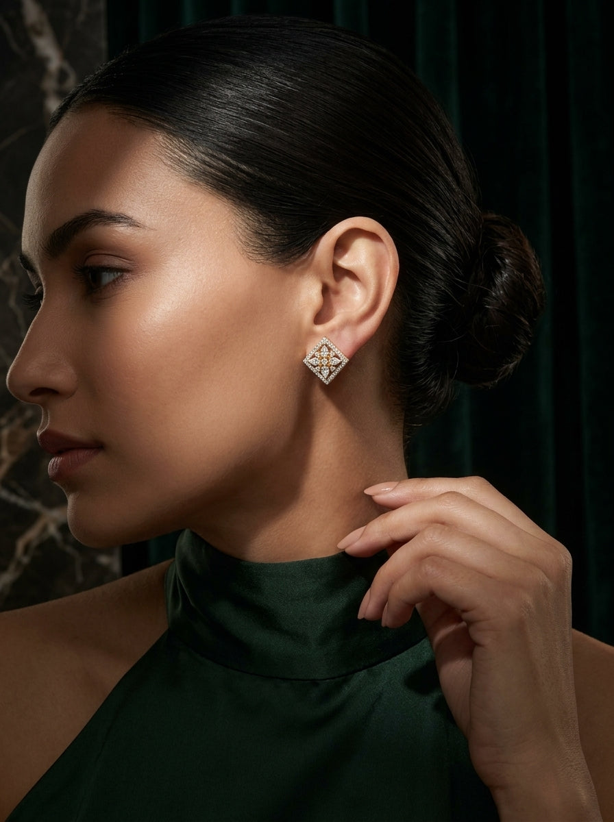Petite Brilliance Studs | Diamond Studded | Gold Plated
