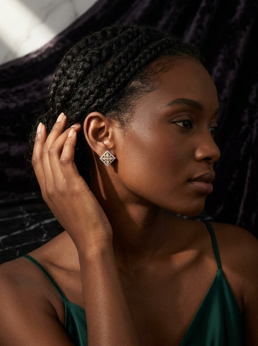 Petite Brilliance Studs | Diamond Studded | Gold Plated