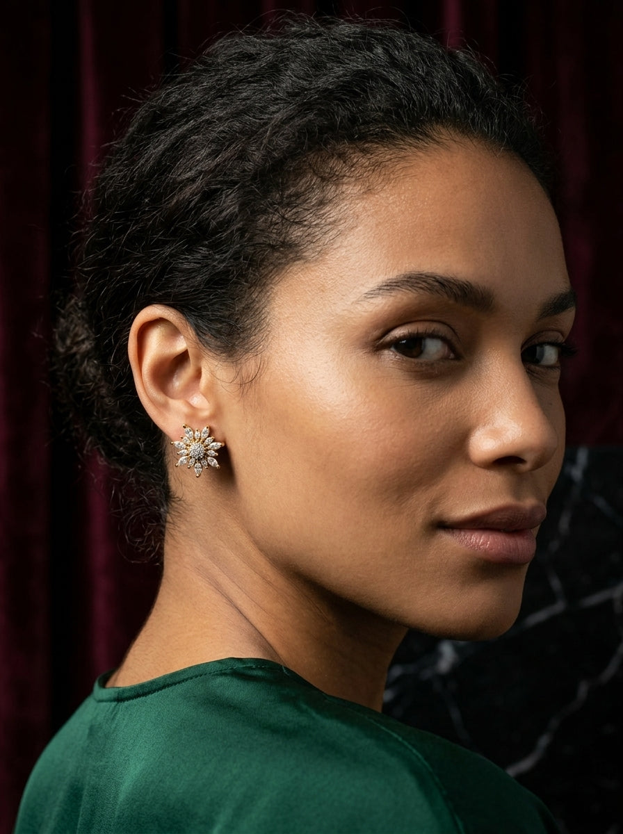 Sophisticated Sparkle Studs | Diamond Studded | Gold Plated